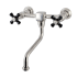 Kingston Brass Duchess 1.2 GPM Wall Mounted Bridge, Widespread Bathroom Faucet Brushed Nickel