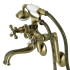 Kingston Brass Kingston Wall Mounted Clawfoot Tub Filler with Built-In Diverter – Includes Hand Shower Antique Brass