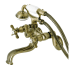 Kingston Brass Essex Wall Mounted Clawfoot Tub Filler with Built-In Diverter – Includes Hand Shower Antique Brass