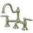 Kingston Brass Restoration 1.2 GPM Bridge, Widespread Bathroom Faucet with Pop-Up Drain Assembly Brushed Nickel