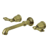 Kingston Brass English Country 1.2 GPM Wall Mounted Widespread Bathroom Faucet Antique Brass