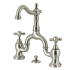 Kingston Brass English Country 1.2 GPM Bridge Bathroom Faucet with Pop-Up Drain Assembly Brushed Nickel