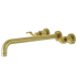 Kingston Brass NuWave Wall Mounted Roman Tub Filler with 13-3/16" Spout Reach Brushed Brass