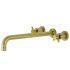 Kingston Brass Concord Wall Mounted Roman Tub Filler with 13-3/16" Spout Reach Brushed Brass