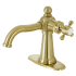 Kingston Brass Nautical 1.2 GPM Deck Mounted Single Hole Bathroom Faucet with Pop-Up Drain Assembly - Includes Escutcheon Brushed Brass
