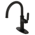 Kingston Brass Whitaker 1.2 GPM Deck Mounted Single Hole Bathroom Faucet with Push Pop-Up Drain Assembly Matte Black