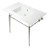 Kingston Brass Edwardian 37-3/8" Rectangular Ceramic Wall Mounted Bathroom Sink with Overflow and Single Faucet Hole White / Polished Nickel