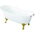 Kingston Brass Aqua Eden 62" Clawfoot Brass / Cast Iron Soaking Tub with Reversible Drain and Overflow White / Brushed Brass