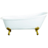 Kingston Brass Aqua Eden 62" Clawfoot Cast Iron Soaking Tub with Reversible Drain and Overflow White / Brushed Brass