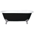 Kingston Brass Aqua Eden 66" Clawfoot Cast Iron Soaking Tub with Center Drain, and Overflow Black / White / Brushed Nickel