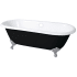 Kingston Brass Aqua Eden 66" Clawfoot Cast Iron Soaking Tub with Center Drain, and Overflow Black / White / Brushed Nickel