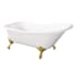 Kingston Brass Aqua Eden 67" Clawfoot Cast Iron Soaking Tub with Reversible Drain, Overflow and Predrilled Faucet Holes White / Brushed Brass