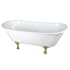 Kingston Brass Aqua Eden 67" Clawfoot Cast Iron Soaking Tub with Front Drain and Overflow White / Brushed Brass