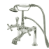 Kingston Brass Vintage Deck Mounted Clawfoot Tub Filler with Personal Hand Shower and Metal Cross Handles Polished Chrome