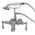 Kingston Brass Vintage Wall Mounted Clawfoot Tub Filler with Personal Hand Shower and Metal Lever Handles Polished Chrome