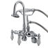 Kingston Brass Vintage Wall Mounted Clawfoot Tub Filler with Personal Hand Shower and Porcelain Lever Handles Polished Chrome