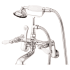 Kingston Brass Vintage Wall Mounted Clawfoot Tub Filler with Personal Hand Shower and Porcelain Lever Handles Polished Chrome