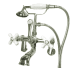 Kingston Brass Vintage Wall Mounted Clawfoot Tub Filler with Personal Hand Shower and Porcelain Cross Handles Polished Chrome