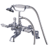 Kingston Brass Vintage Deck Mounted Clawfoot Tub Filler with Personal Hand Shower and Porcelain Lever Handles Polished Chrome