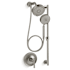 Kohler Purist Pressure Balanced Shower System with Shower Head, Hand Shower, Slide Bar, Shower Arm, Hose and Valve Trim – Less Rough-In Valve Brushed Nickel