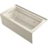 Kohler Archer 60" Three Wall Alcove Acrylic Air/Whirlpool Tub with Right Drain and Overflow - Comfort Depth Design Almond
