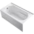 Kohler Devonshire Collection 60" Three Wall Alcove Jetted Whirlpool Bath Tub with Left Side Drain White