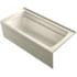 Kohler Archer 66" ExoCrylic Three-Wall Alcove Soaking Tub with Left Drain and Comfort Depth Design Almond