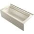 Kohler Archer 66" Three Wall Alcove Acrylic Air Tub with Left Drain and Overflow - Comfort Depth Design Almond