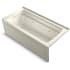 Kohler Archer 66" Three Wall Alcove Whirlpool Tub with Left Drain and Bask Biscuit