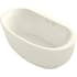 Kohler Sunstruck 66" Free Standing Acrylic Air Tub with Center Drain, Overflow, and Fluted Shroud - Bask Heated Surface Technology Biscuit