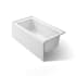 Kohler Underscore 60" Soaking Bathtub for Three Wall Alcove Installation with Right Drain White