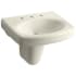 Kohler Pinoir 18" Wall Mounted Bathroom Sink with 3 Holes Drilled and Overflow Almond