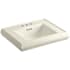 Kohler Memoirs Classic 24" Fireclay Pedestal Bathroom Sink with 3 Holes Drilled and Overflow Almond