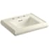 Kohler Memoirs Classic 24" Fireclay Pedestal Bathroom Sink with 3 Holes Drilled and Overflow Almond