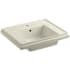 Kohler Tresham 24" Pedestal Fireclay Bathroom Sink with Single Faucet Hole Drilled and Overflow - Less Drain Assembly Almond
