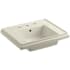 Kohler Tresham 14-1/4" Fireclay Pedestal Bathroom Sink with 3 Holes Drilled and Overflow Almond