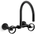 Kohler Billet 1.5 GPM Wall Mounted Widespread Bridge Kitchen Faucet Matte Black