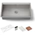 Kohler Tempered 32-1/4" Undermount Single Basin Stainless Steel Workstation Kitchen Sink with Walnut Cutting Board, Knife Holder, Drying Rack, and Bottom Sink Rack Stainless Steel