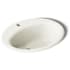 Kohler Farmington 19-1/4" Oval Cast Iron Drop In Bathroom Sink with Overflow and Single Faucet Hole Biscuit