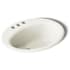 Kohler Farmington 19-1/4" Oval Cast Iron Drop In Bathroom Sink with Overflow and 3 Faucet Holes at 4" Centers Biscuit