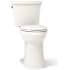 Kohler Kelston 1.28 GPF Two Piece Elongated Comfort Height Toilet with Left Hand Lever, ContinuousClean, CleanCoat, Revolution 360, and AquaPiston Technology Biscuit