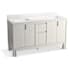 Kohler Solive 60" Free Standing Double Basin Vanity Set with Cabinet, Quartz Vanity Top and Backsplash Gossamer White