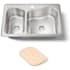 Kohler Staccato 33" Double Basin Drop In 18-Gauge Stainless Steel Kitchen Sink with SilentShield, Cutting Board, and Single Faucet Hole Stainless Steel