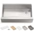Kohler Strive 35-1/2" Farmhouse Single Basin Stainless Steel Kitchen Sink with Basket Strainer, Colander, Cutting Board and Drain Board Stainless Steel