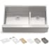 Kohler Strive 35-1/2" Farmhouse Double Basin Stainless Steel Kitchen Sink with Basket Strainer, Colander, Cutting Board and Drain Board Stainless Steel
