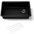 Kohler Billings 29-1/2" Undermount Single Basin Stone Composite Kitchen Sink with Basin Rack Matte Black