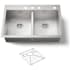 Kohler Vault 33" Double Basin Top-Mount/Under-Mount 18-Gauge Stainless Steel Kitchen Sink with SilentShield and Bottom Sink Rack Stainless