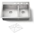 Kohler Vault 33" Double Basin Top-Mount/Under-Mount 18-Gauge Stainless Steel Kitchen Sink with SilentShield Stainless Steel