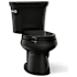 Kohler 1.28 GPF Two-Piece Round Toilet with 12" Rough In and Tank Locks from the Wellworth Collection Black