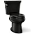 Kohler 1.28 GPF Two-Piece Elongated Toilet with 12" Rough In and Tank Locks from the Wellworth Collection Black